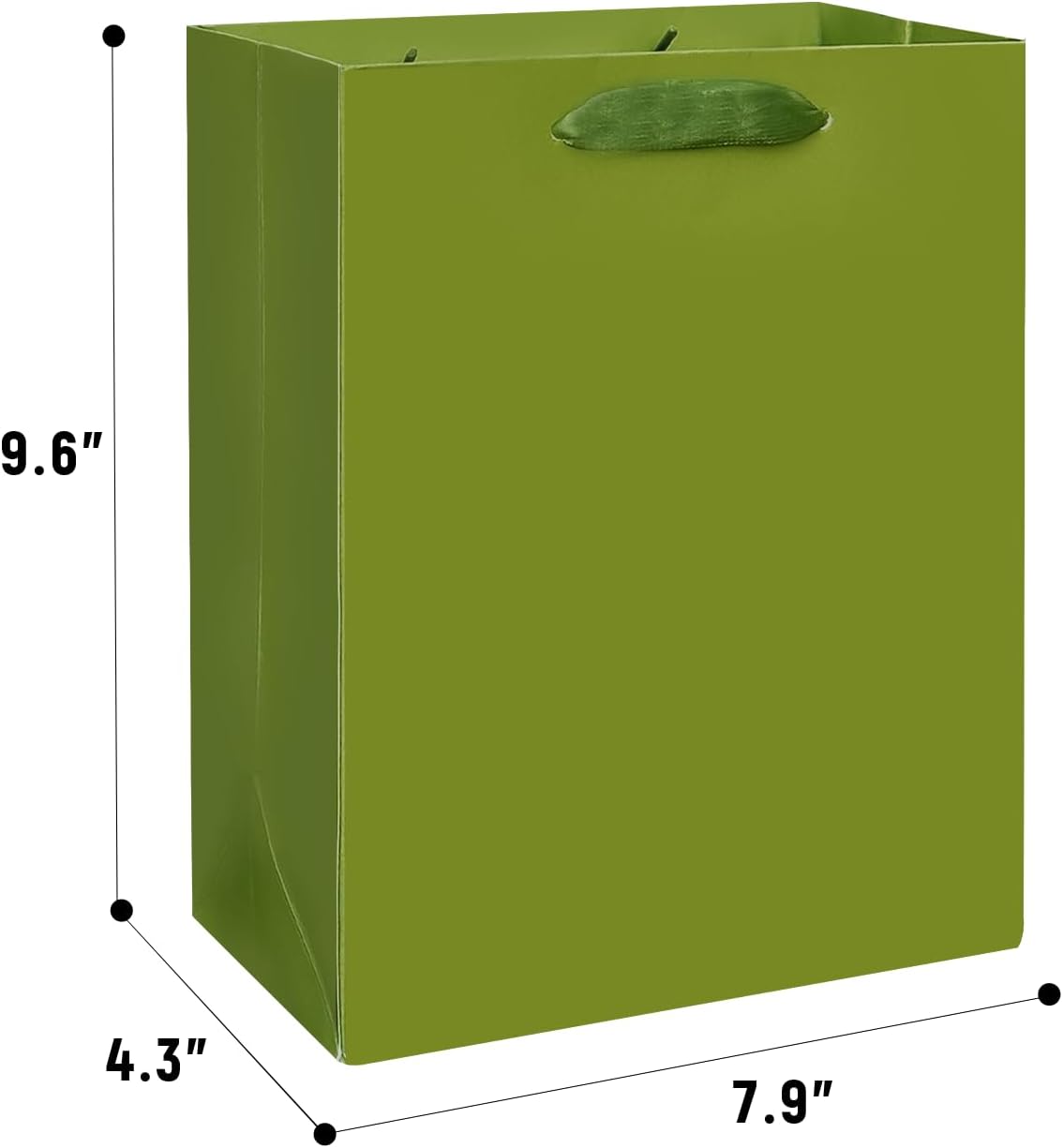 Gcardist Olive Green Gift Bags with Tissue Paper for Wedding, Birthday, Party Supplies-7.9"x4.3"x9.6" Medium Size Cardboard Gift Bags（16pcs Bags +32pcs Tissue Paper ）