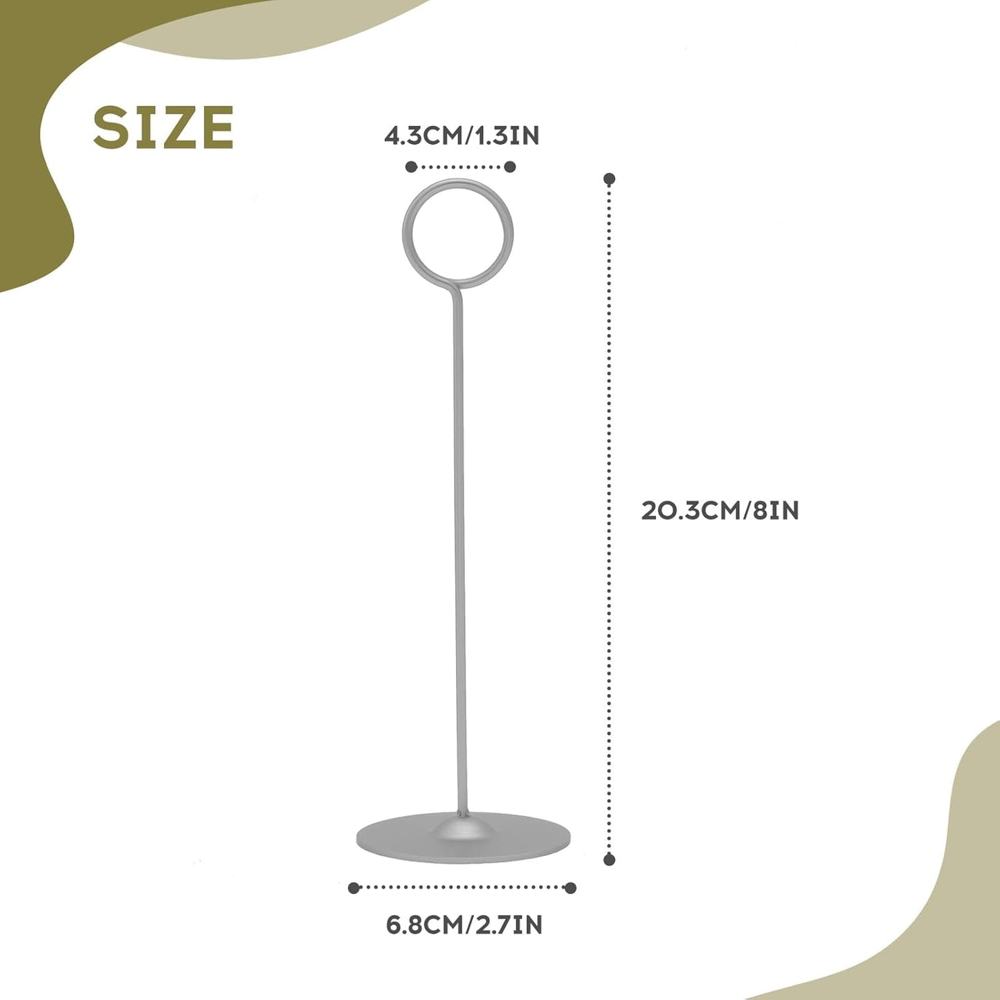 Urban Deco 16 Pieces Table Card Holder 8 inches Table Number Holders Place Steel Card Holders for Photos, Food Signs, Memo Notes, Weddings, Restaurants, Birthdays（Matte Silver）