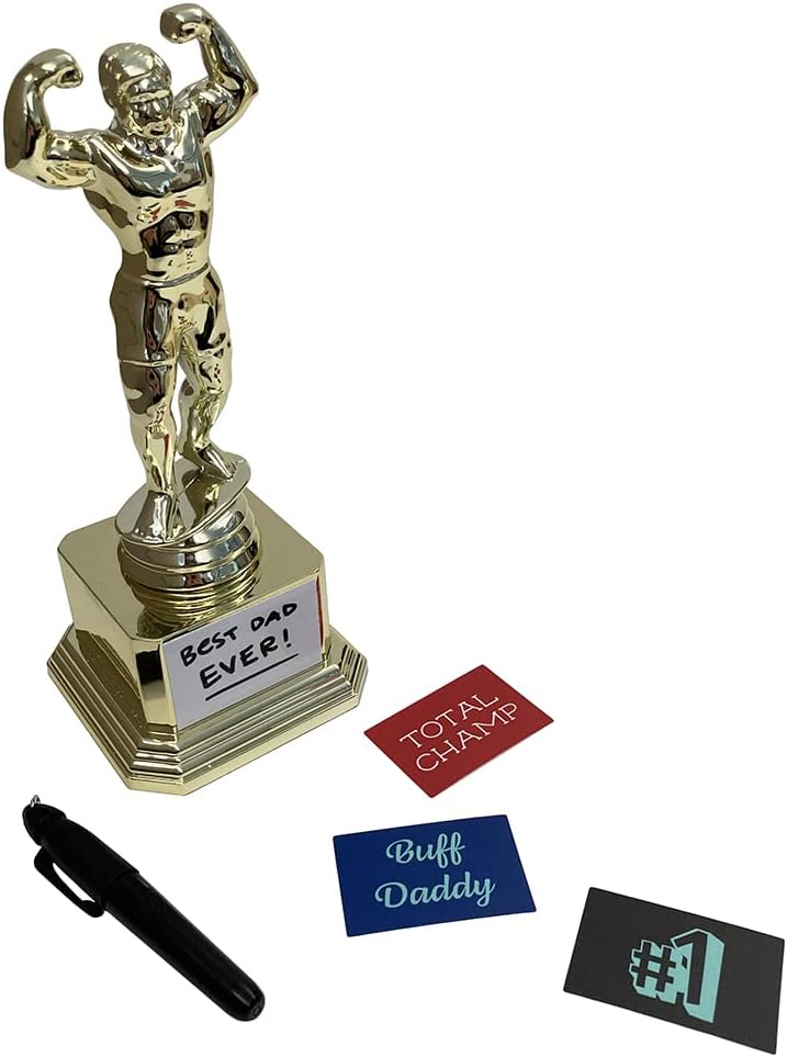 Customizable Dad BOD Trophy - Novelty Funny Humor Gift for Dad, Husband, Boyfriend on Birthday or Fathers Day - 8" H x 3.25" W, Award, Celebrations, Party, Reusable