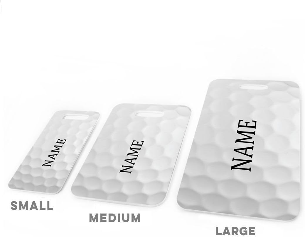ChalkTalkSPORTS Golf Luggage & Bag Tag | Personalized Golf Ball Graphic | Standard Lines on Back | Large