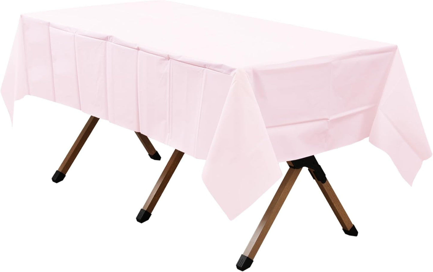2 Pack Blush Pink Premium Plastic Tablecloth Rectangle 54 x 108 Inches Reusable Macaron Pink Decorative Table Cover for Dining, Wedding, Party, Indoor and Outdoor use