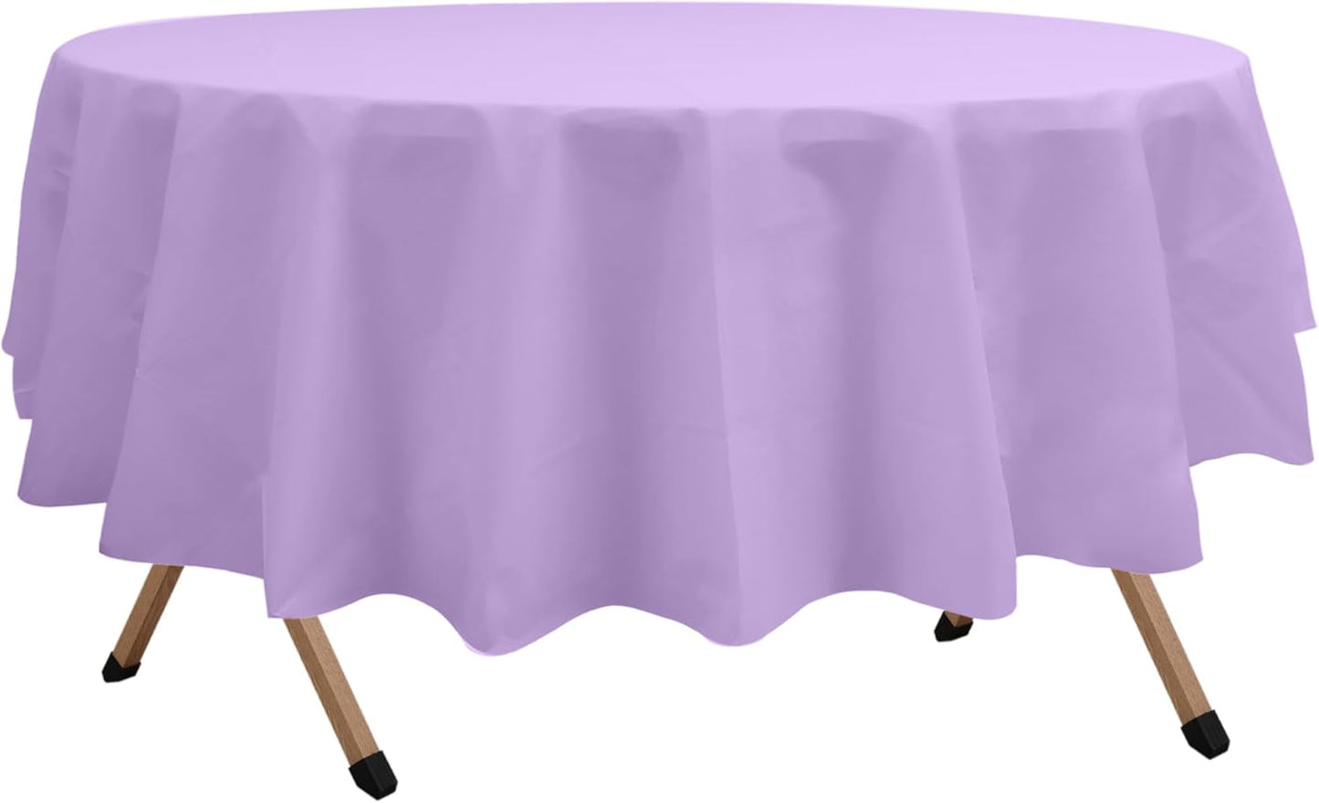 2 Pack Lavender Premium Plastic Tablecloth Round 84 Inches Reusable Lilac Mauve Decorative Table Cover for Dining, Wedding, Party, Indoor and Outdoor use