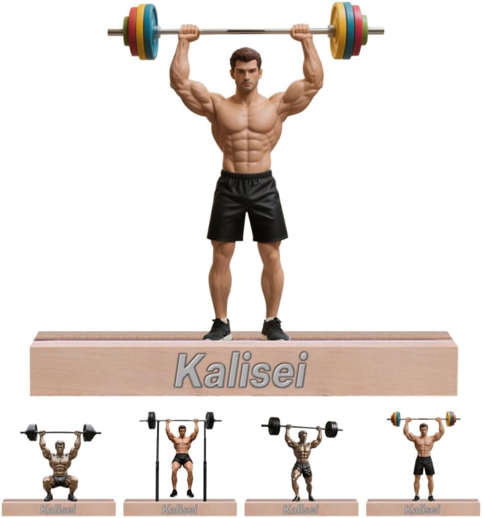 Personalized Fitness Muscle Man Ornaments for Bedroom Office Sport Room Custom Name Figurine Sign Plaque Fitness Dumbbells Athlete Acrylic Plaque Home Decor Gift for Men Women Sport Lover