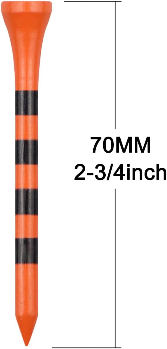 Wooden Golf Tees 3-1/4", 2-3/4", 2-1/8", 1-1/2" Available, 100 Count (Natural Color, White, Black, Blue, Red, Green, Yellow, Pink, Orange)