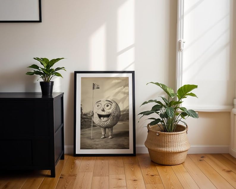 Nationcog Vintage Black and White Golf Wall Art, Retro Sports Photography Print for Bar, Office or Game Room Decor, Classic Golfer Artwork Gift for Dad (Unframed) (11x14)