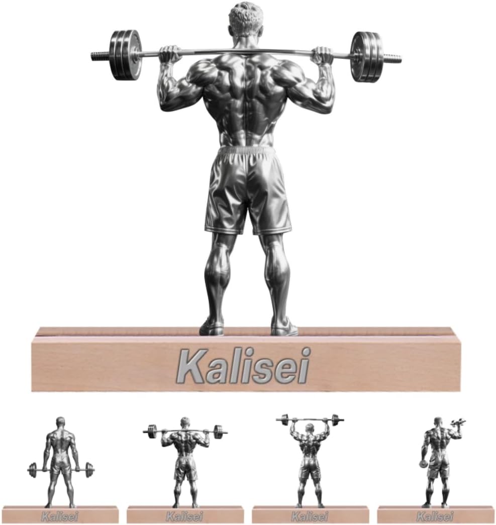 Personalized Fitness Muscle Man Ornaments for Bedroom Office Sport Room Custom Name Figurine Sign Plaque Fitness Dumbbells Athlete Acrylic Plaque Home Decor Gift for Men Women Sport Lover