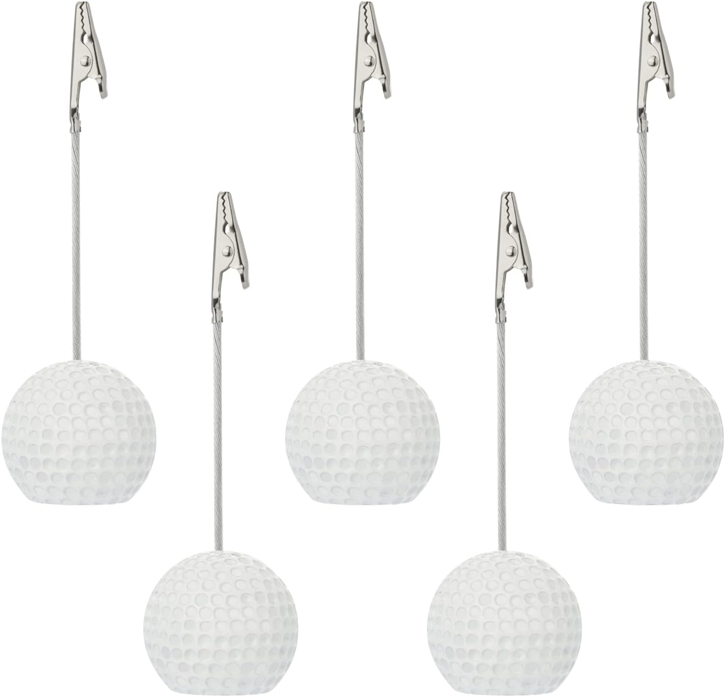 RONRONS 5 Pack Resin Ball Base Memo Clip Holder Stand Note Paper Clip Pictures Card Display with Alligator Clip,Golf