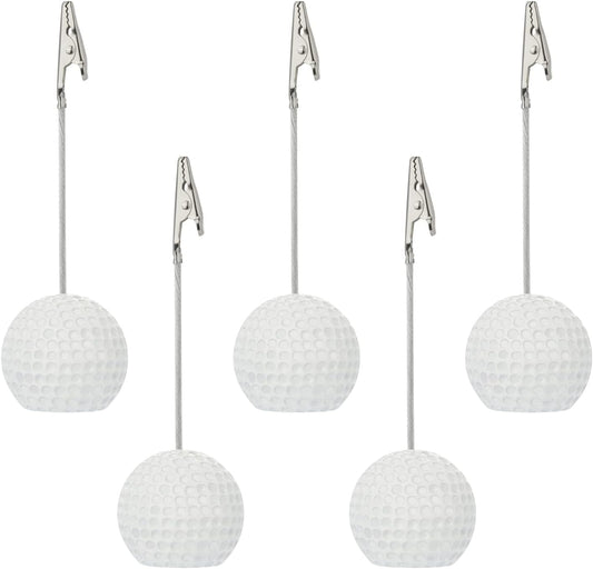 RONRONS 5 Pack Resin Ball Base Memo Clip Holder Stand Note Paper Clip Pictures Card Display with Alligator Clip,Golf