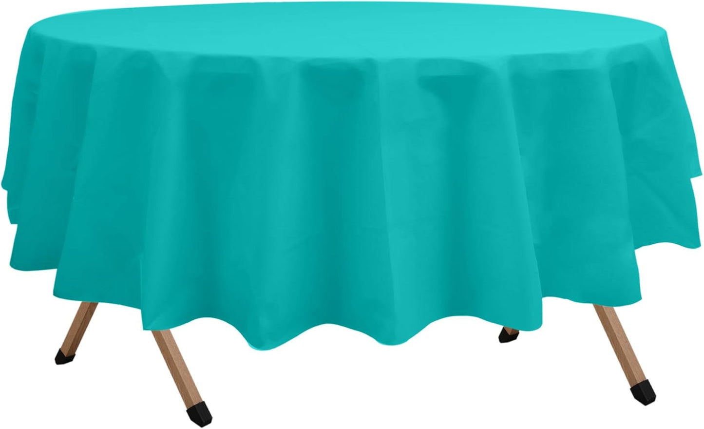 2 Pack Aqua Premium Plastic Tablecloth Round 84 Inches Reusable Lake Blue Decorative Table Cover for Dining, Wedding, Party, Indoor and Outdoor use