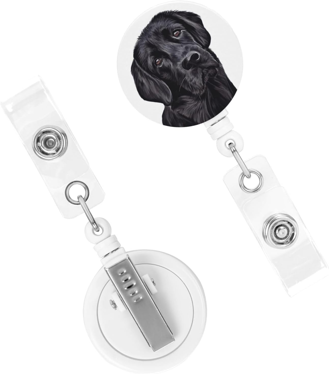 Black Lab Dog Badge Reels Retractable Badge Holder with Clip for Id Name Tag Office Worker Student Teacher Nurse Doctor