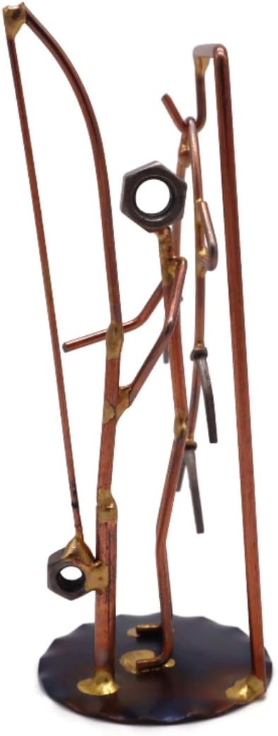 Sport Fisherman with Tuna Collectible Handmade Metal Art Figurine, Desk Accessories, Trophy, Boss Gift, Office Décor, Outdoor Sports, Fishing