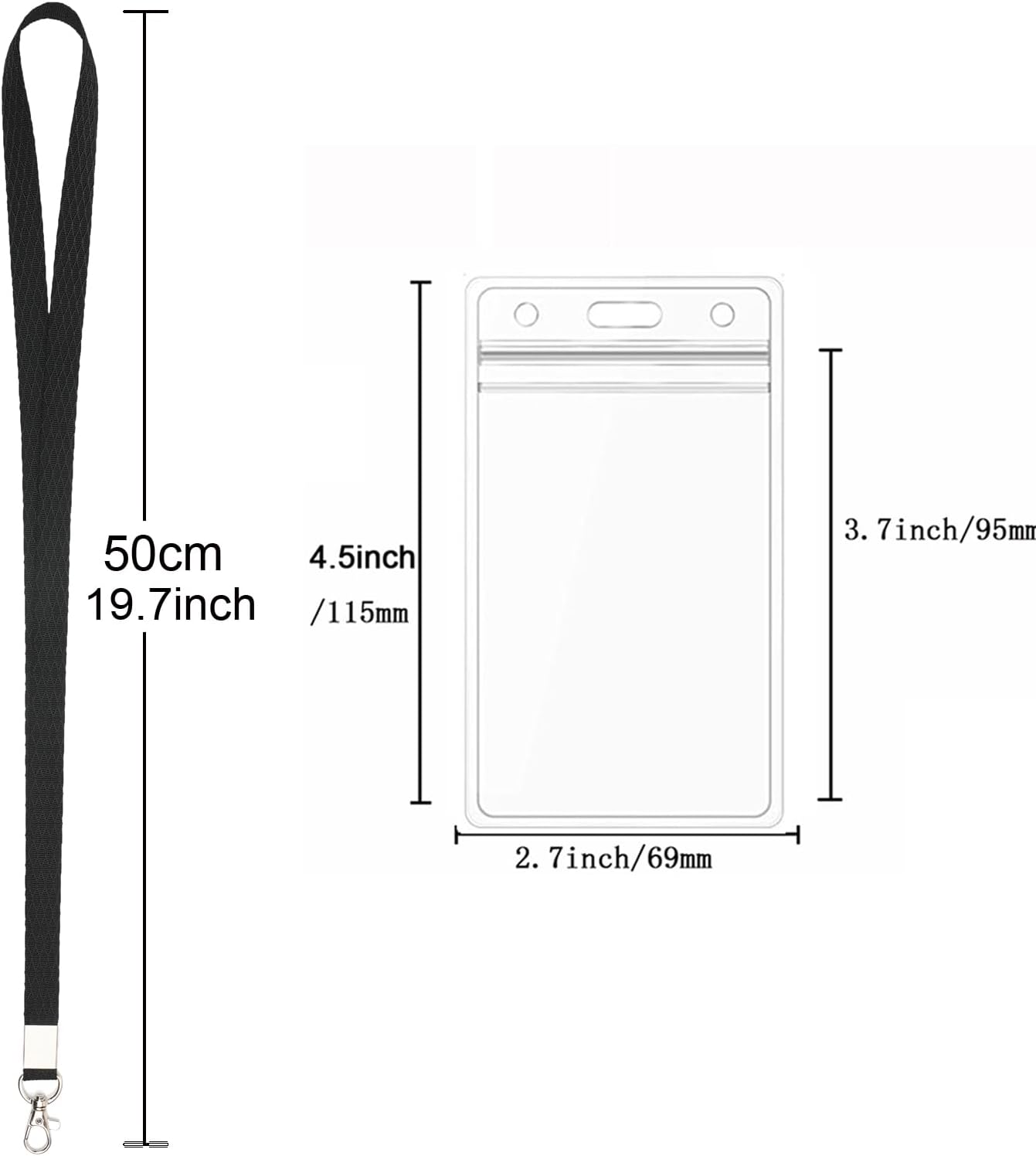 6 Pack Neck Lanyards with Vertical Badge Holder for ID Card Badges Holder Office Black,Red, Blue,Yellow,Gray,Light Blue