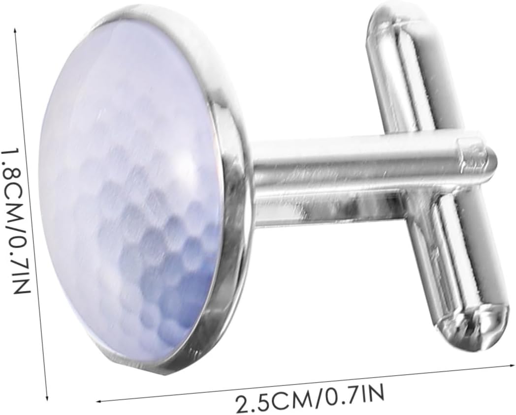 Golf Ball Cufflinks for Men and Women Silver Metal and Crystal Glass Shirt Studs Unique Suit Buttons Accessory Elegant Small Cuff Links for Business Wedding and Formal Shirts Idea