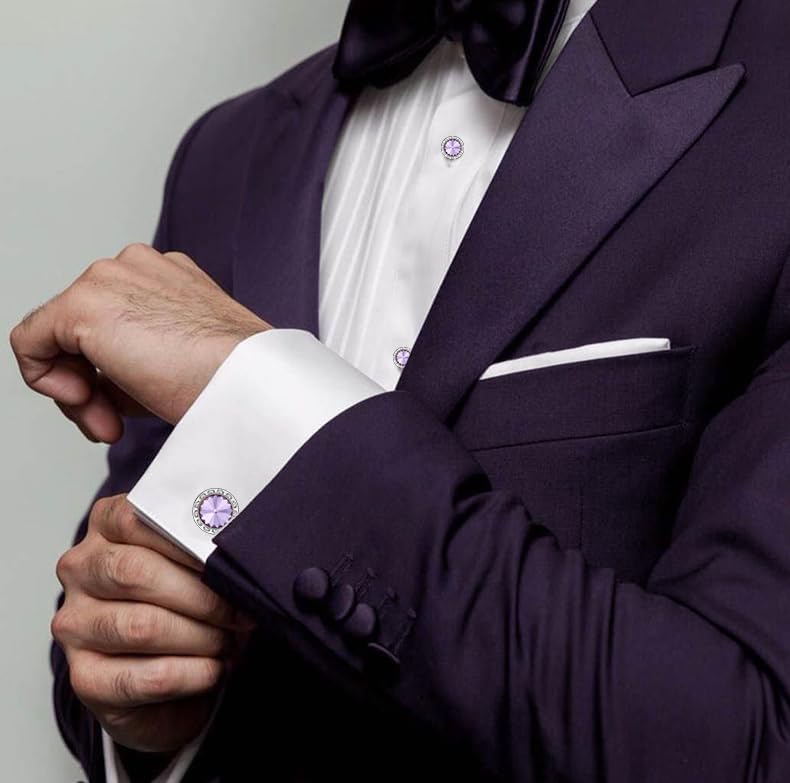 HAWSON Birthstone Tuxedo Studs and Cufflinks Set for Men's Suit Tuxedo Formal Dress Shirt Wedding Business Party Accessories