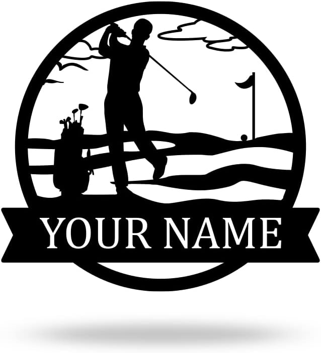 Personalized Golf Metal Wall Art – Custom Golfer Name Sign with Golf Clubs Design, Rustic Metal Wall Décor for Man Cave, Sports Room, or Home Bar, Unique Golfer Gift