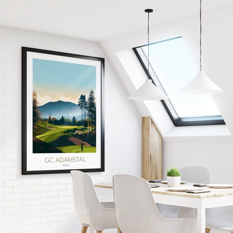 Nationcog GC Adamstal Golf Print - Austria - PGA Tour Golf; Mountain Golf Art; Golf Landscape Illustration; Golfer Gift; Modern Golf Artwork; Scenic Golf Painting (Unframed) (12x18)