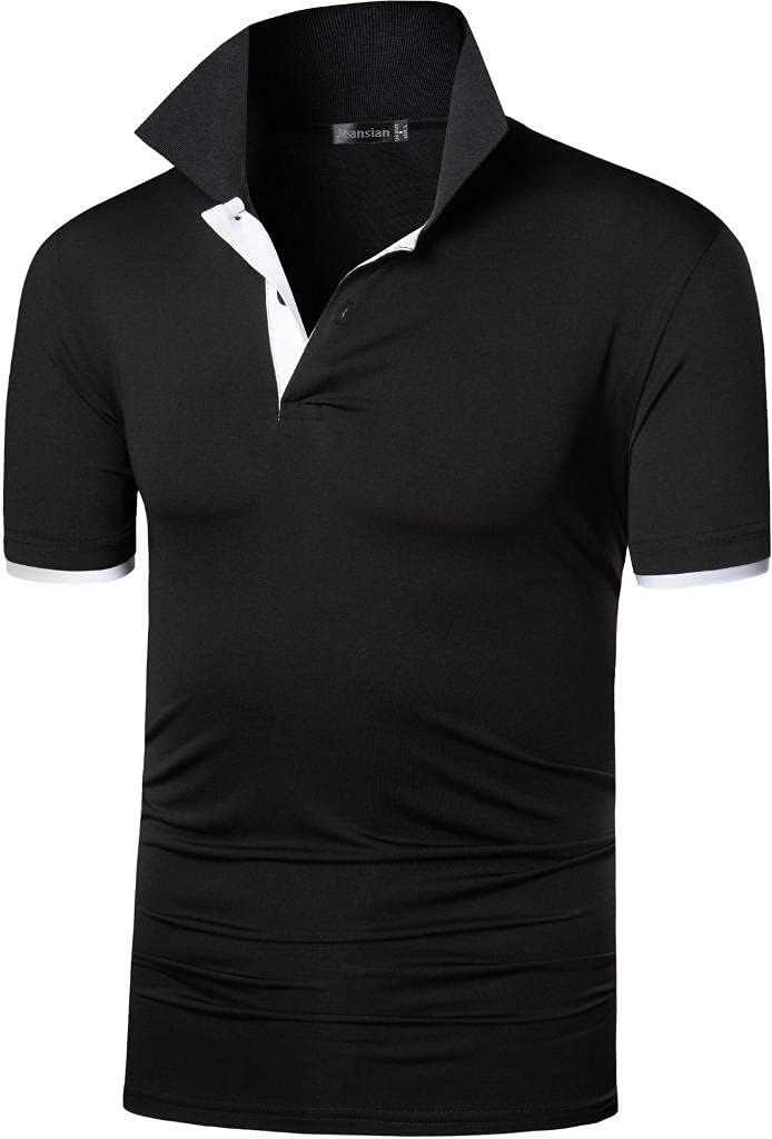 jeansian Men's Sport Outdoor Quick Dry Fit Short Sleeves Polo Tee Shirt Tshirt T-Shirt Tops Golf Tennis Bowling LSL195