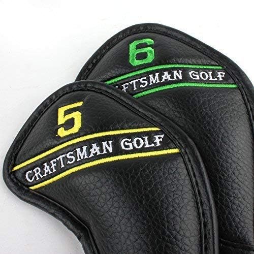 CRAFTSMAN GOLF 12pcs or 1pc Black Leather Golf Iron Head Covers Set Headcover Colorful Number Embroideried for Callaway Ping Taylormade Cobra Also Custom Version w/Your Name