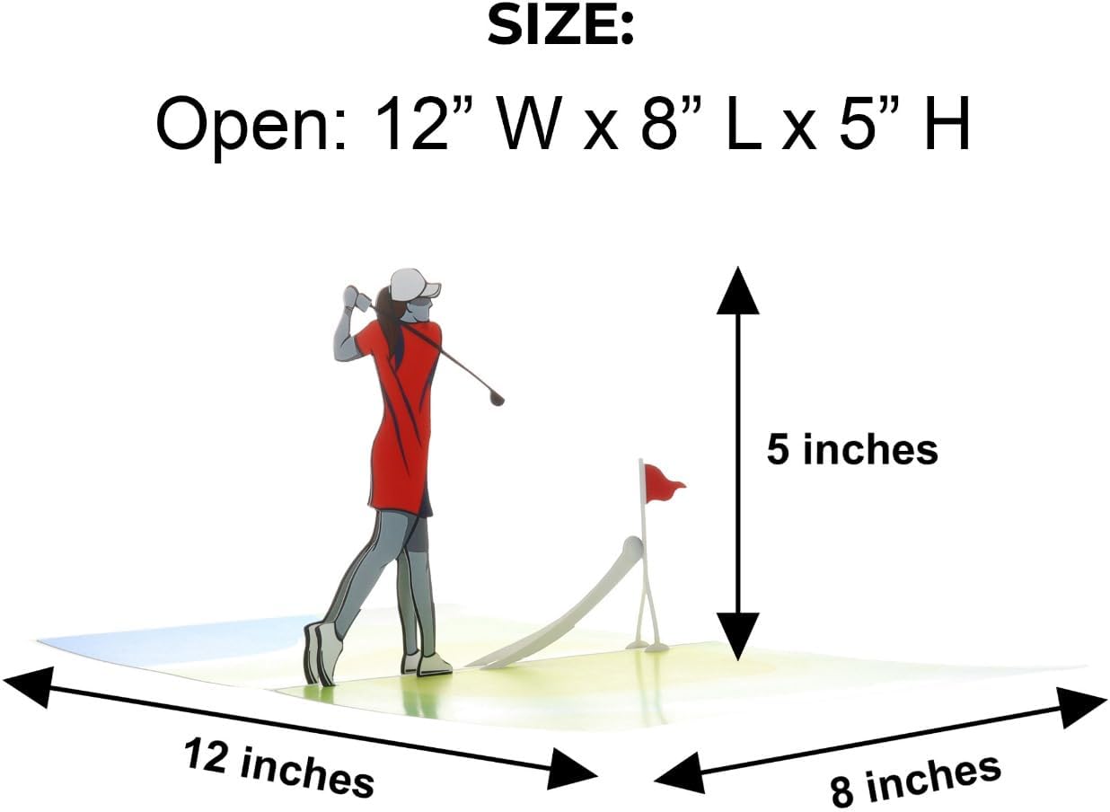 iGifts And Cards Women’s Golf Pop-Up Card – Celebrate Her Swing with Style – Birthday, Thank You, Retirement – For Female Golfers, Coaches, Moms, Girlfriends – 6" x 8"