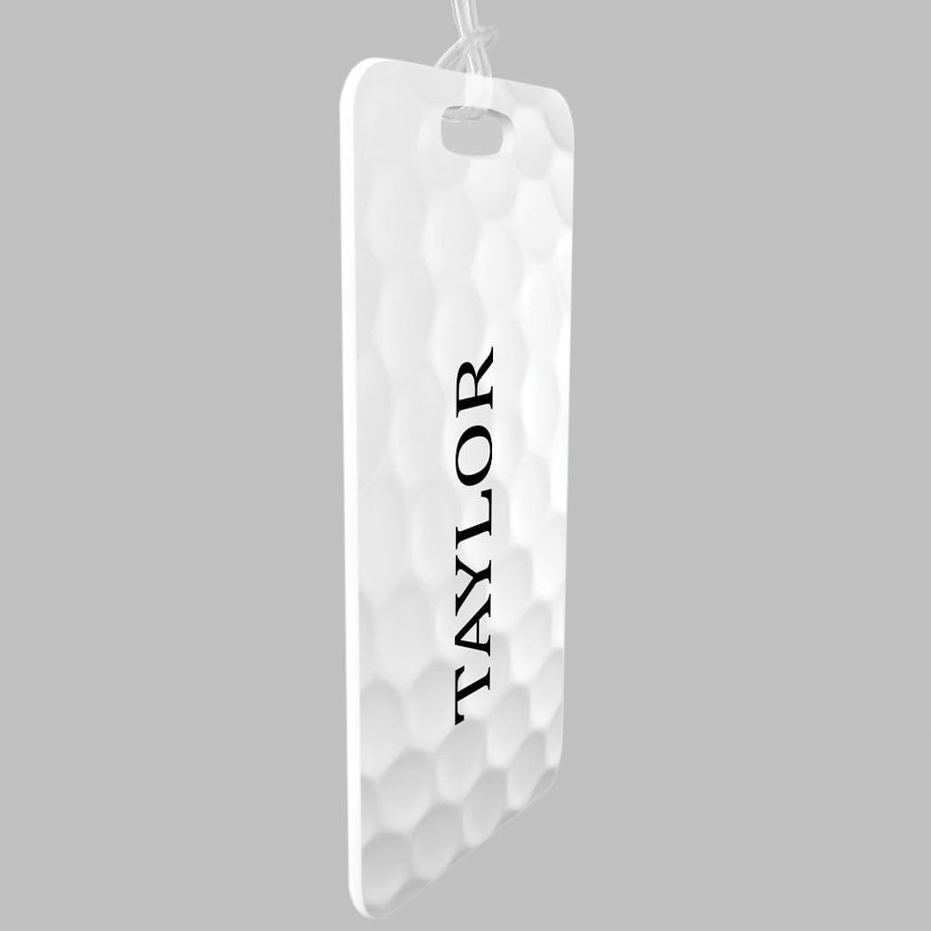 ChalkTalkSPORTS Golf Luggage & Bag Tag | Personalized Golf Ball Graphic | Standard Lines on Back | Medium