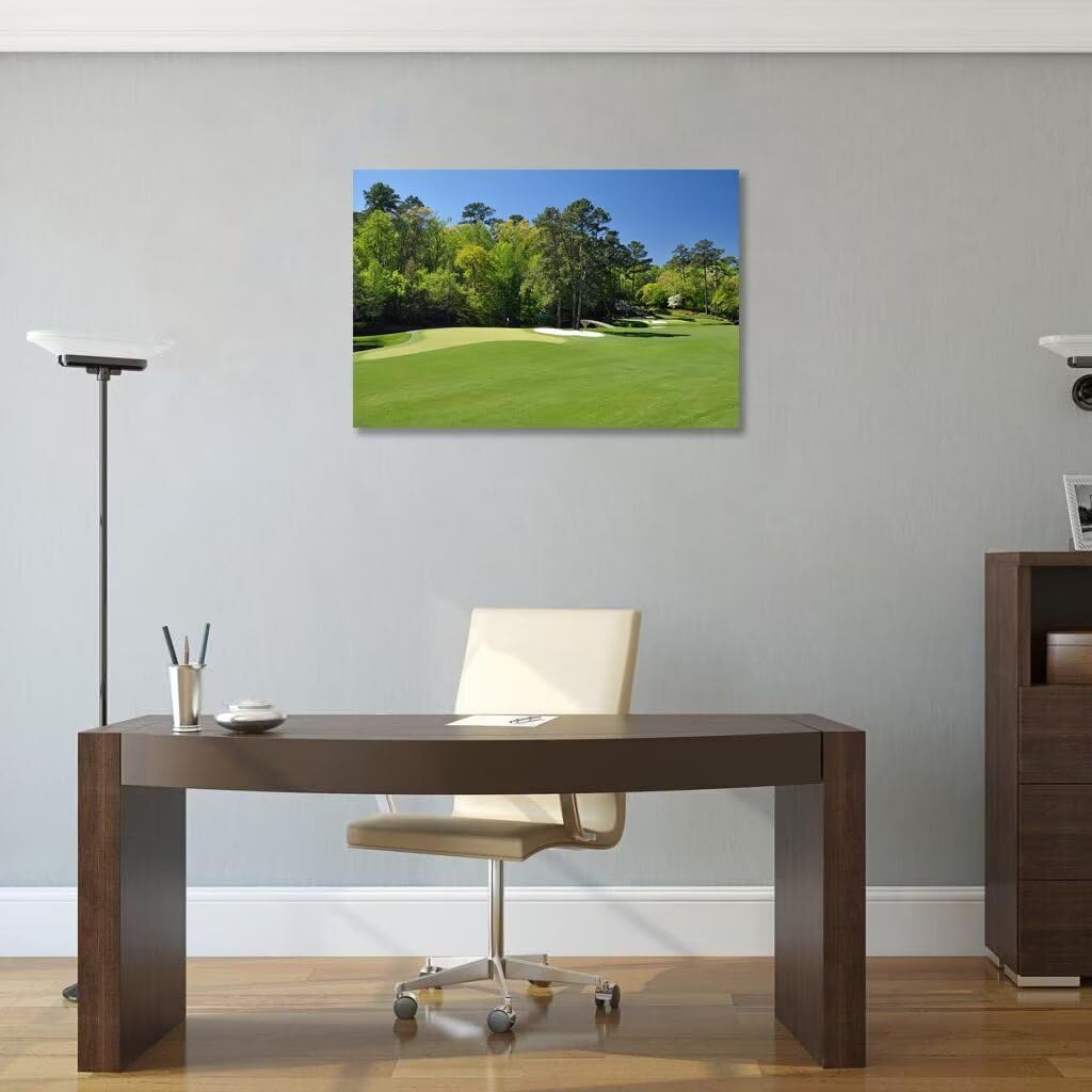 chenchenArt Augusta National Wall Art - Augusta Golf Course Wall Art for Living Room Bedroom Bathroom - Augusta Golf Course Picture Poster Canvas Prints Framed Ready to Hang(18''H x 24''W)