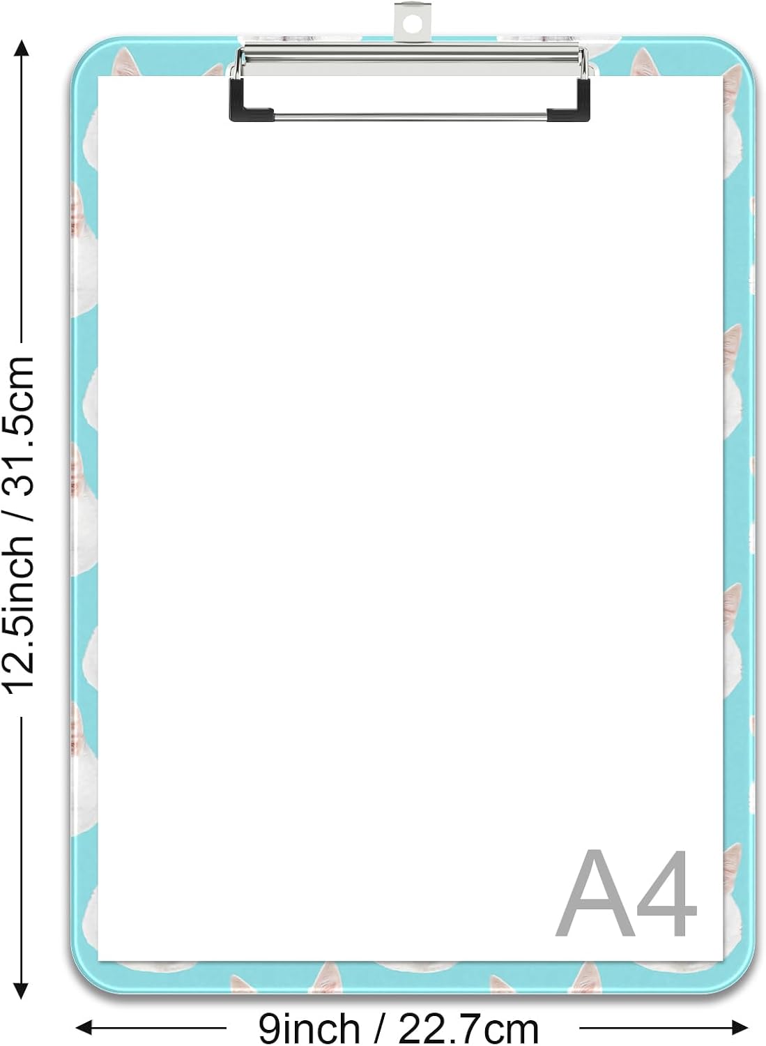 Rimilak Plastic Clipboards with Metal Clip, A4 Letter Size 9 x 12.5 in, Office Decorative for Students Women Men and Kids, Cute Custom Pattern, Cute Cat