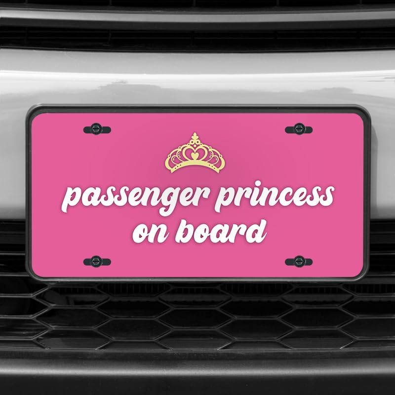 Unique Vanity License Plates | 16 Individual Designs | 3 Sizes (Automobile, Golf Cart, Motorcycle/Bike) | Made in U.S.A. | Custom Car Tags (Passenger Princess, Motorcycle/Bike (6" x 3"))