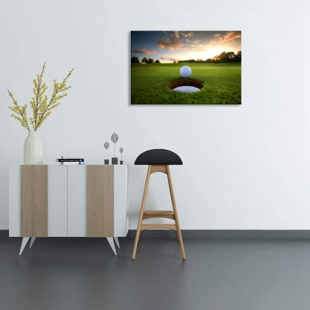 chenchenArt Golf Wall Art for Living Room Bedroom Home Decorations Golf Ball Picture Poster Canvas Prints Modern Artwork Framed Ready to Hang(12''H x 16''W)