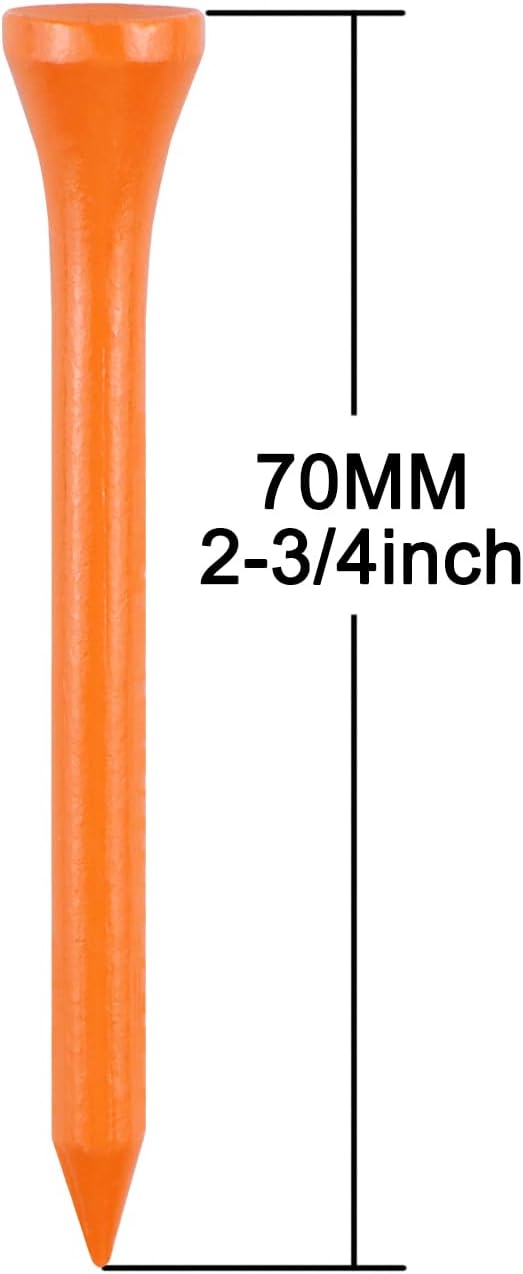 Wooden Golf Tees 3-1/4", 2-3/4", 1-1/2" Available,100 Count (Natural Color, White, Black, Blue, Red, Pink)