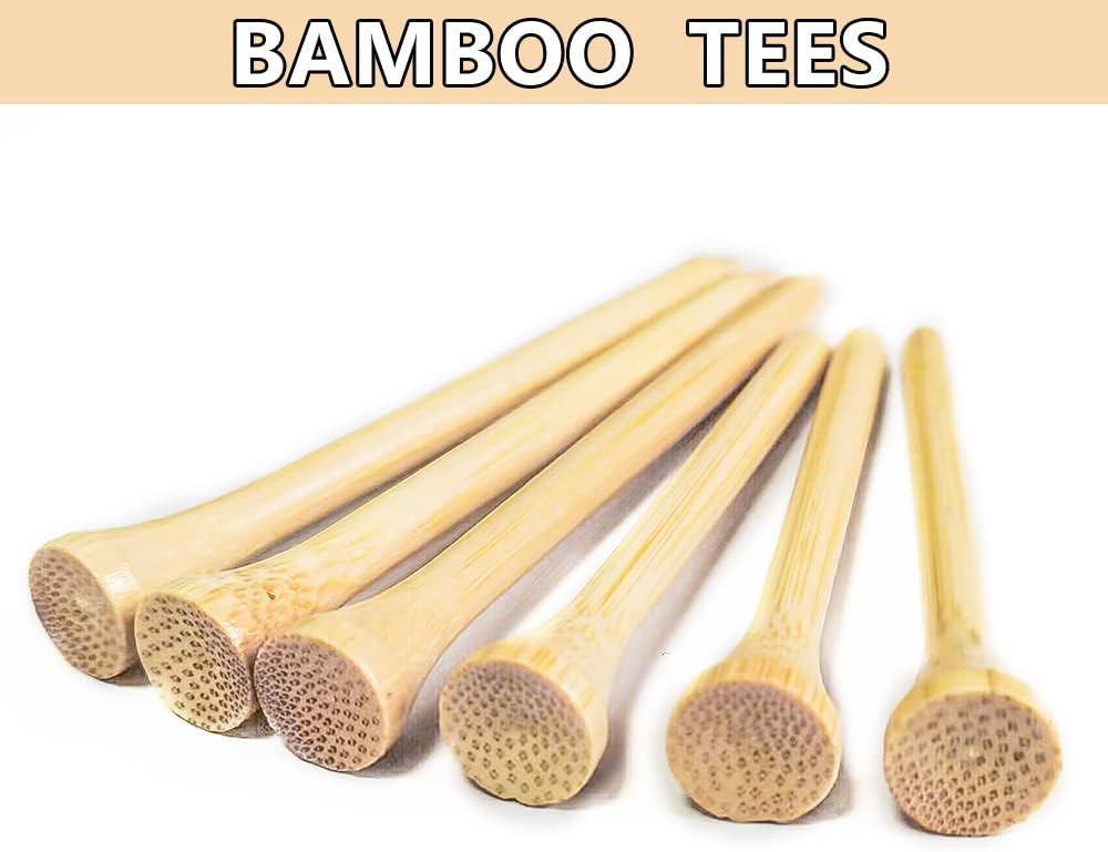 MAZEL Natural Wood/Bamboo Golf Tees 2 3/4 Inch & 3 1/4 Inch,Pack 50 or 120,Reduce Friction & Side Spin,More Stable Golf Tees