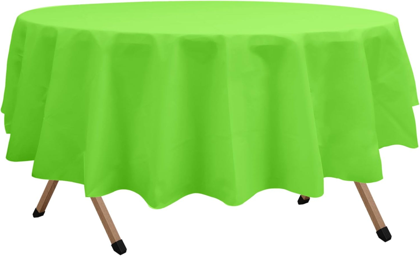 2 Pack Lime Green Premium Plastic Tablecloth Round 84 Inches Reusable Apple Fruit Green Decorative Table Cover for Dining, Wedding, Party, Indoor and Outdoor use