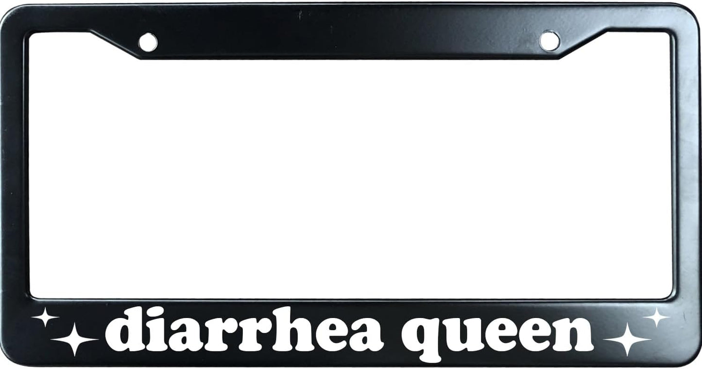 Diarrhea Queen Funny License Plate Frame for Men/Women, Stainless Steel Auto Car Plate Cover UV Printed, Personalized Humor Gift