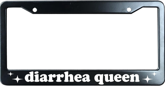 Diarrhea Queen Funny License Plate Frame for Men/Women, Stainless Steel Auto Car Plate Cover UV Printed, Personalized Humor Gift