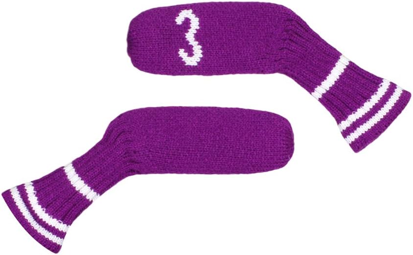 Scott Edward 1/7/10 Pcs Knitted Golf Club Head Covers for Irons Wedge Cuteness and Basically Socks Shape Washable Golf Club Head Protector on Classic Stripes Style，Double Sided Customization