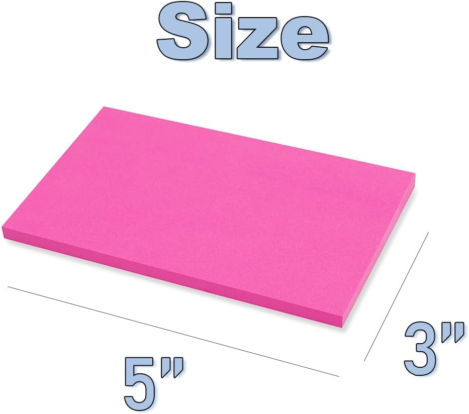 (45 Pads) Sticky Notes 3x5 in Bright Stickies Colorful Super Sticking Power Memo Pads Strong Adhesive