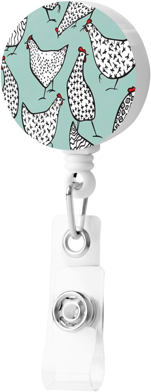 Chickens Badge Reels Retractable Badge Holder with Clip for Id Name Tag Office Worker Student Teacher Nurse Doctor