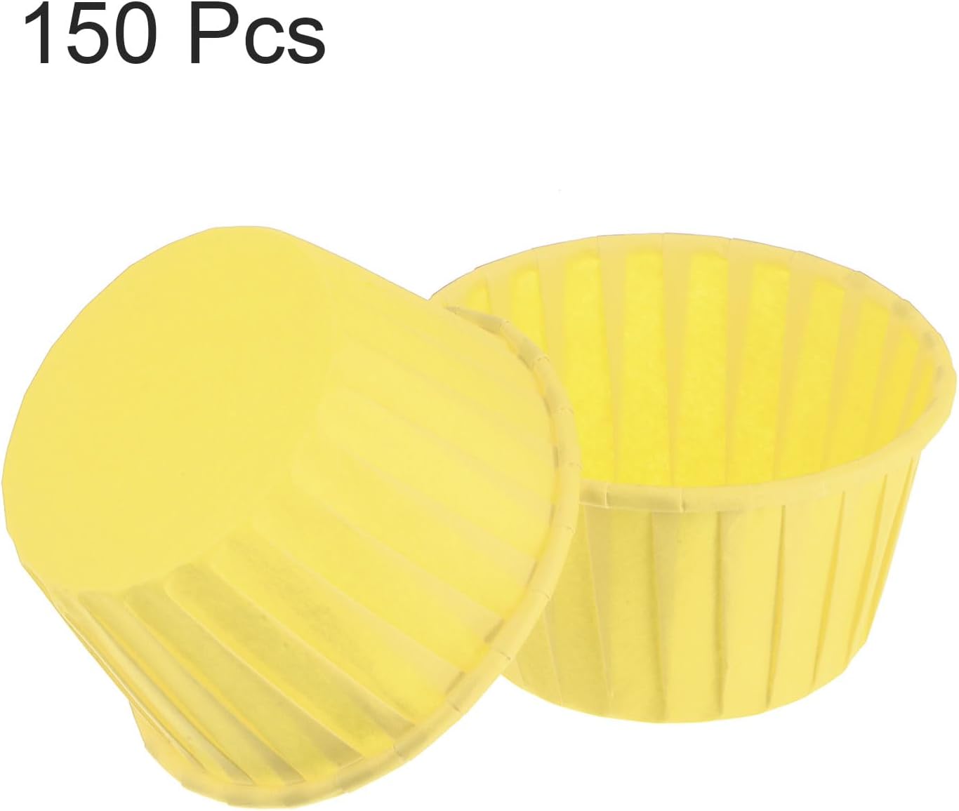 HARFINGTON 150Pcs Cupcake Baking Cups 3.5oz Standard Size Paper Cupcake Liners Greaseproof Wrappers Disposable for Wedding Birthdays Christmas Dessert, Yellow