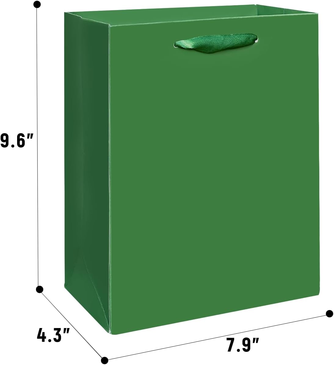 Gcardist Dark Green Gift Bags with Tissue Paper for Wedding, Birthday, Party Supplies-7.9"x4.3"x9.6" Medium Size Cardboard Gift Bags（5pcs Bags +10pcs Tissue Paper ）