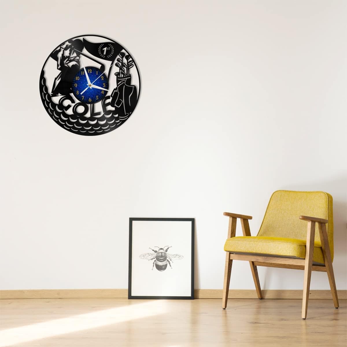 Golf Decoration Vinyl Wall Clock, Vinyl Record Clock Wall Art Silent & Non-Ticking(12 inchs B)