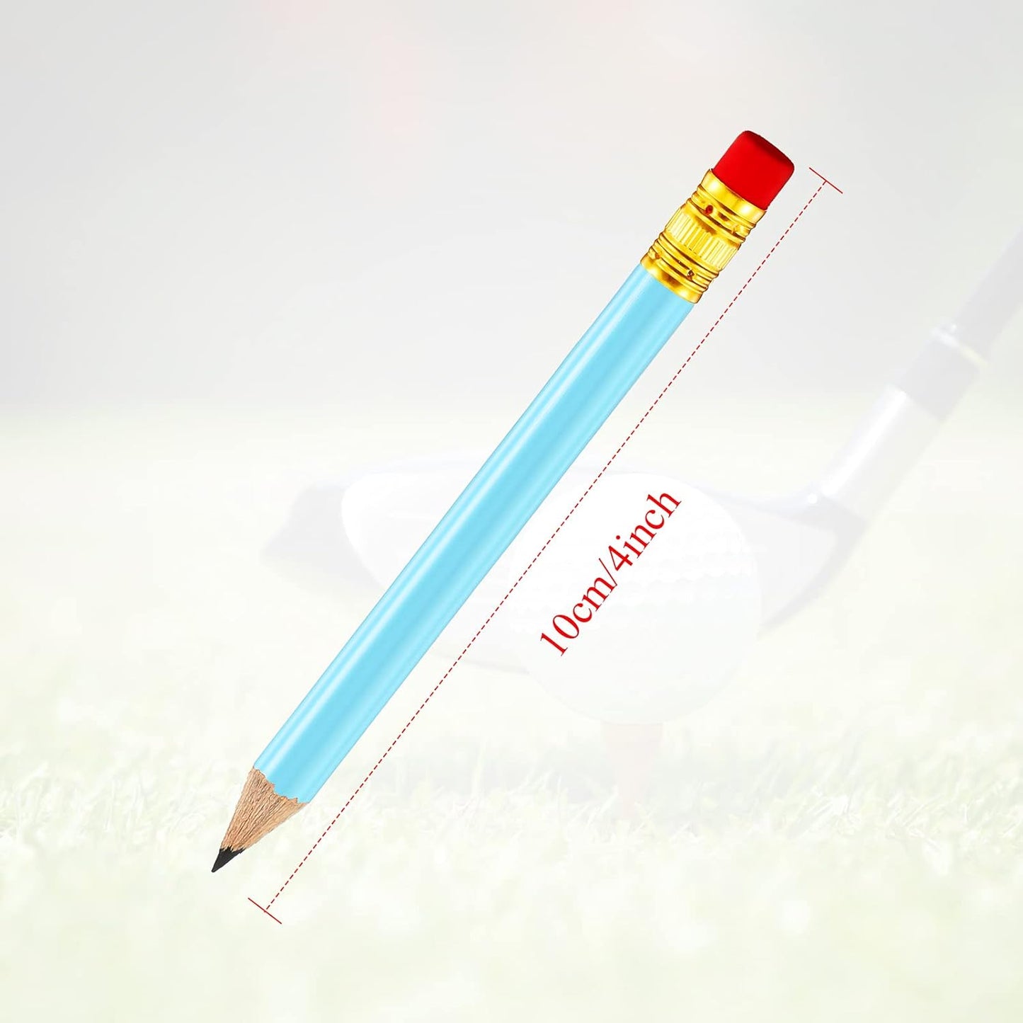 Outus 72 Pieces Golf Pencils Half Pencils with Eraser Mini Bulk Short #2 HB Pre Sharpened for Bridal Shower Wedding Office(Light Blue)