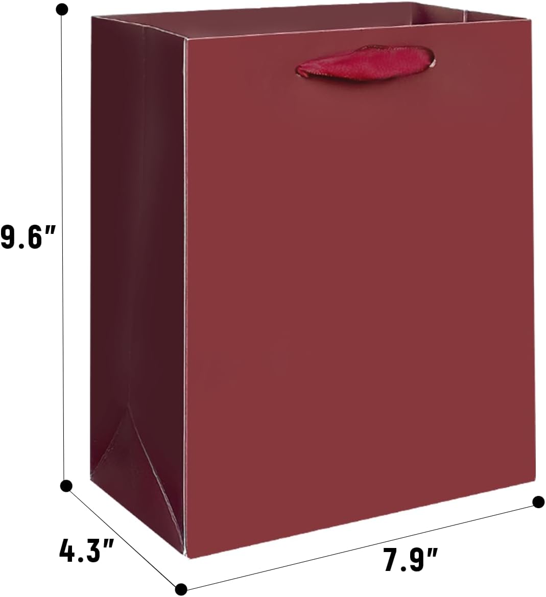 Gcardist Ripe Brown Gift Bags with Tissue Paper for Wedding, Birthday, Party Supplies-7.9"x4.3"x9.6" Medium Size Cardboard Gift Bags（5pcs Bags +10pcs Tissue Paper ）