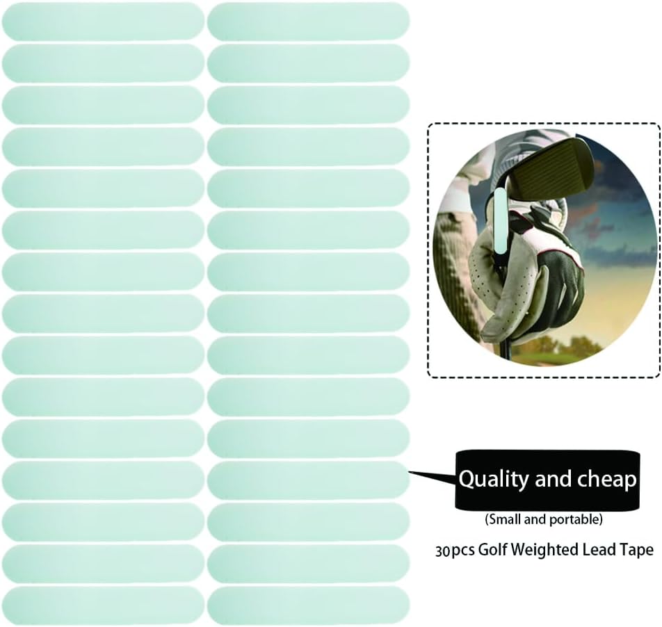 Golf Lead Tape Pickleball Lead Tape Adhesive Lead Sheet 30pcs 2.0×0.4in 3g,Golf Training Accessories|for Golf Iron Woods Putter or Tennis Racket Badminton Racket Weight Adjustment