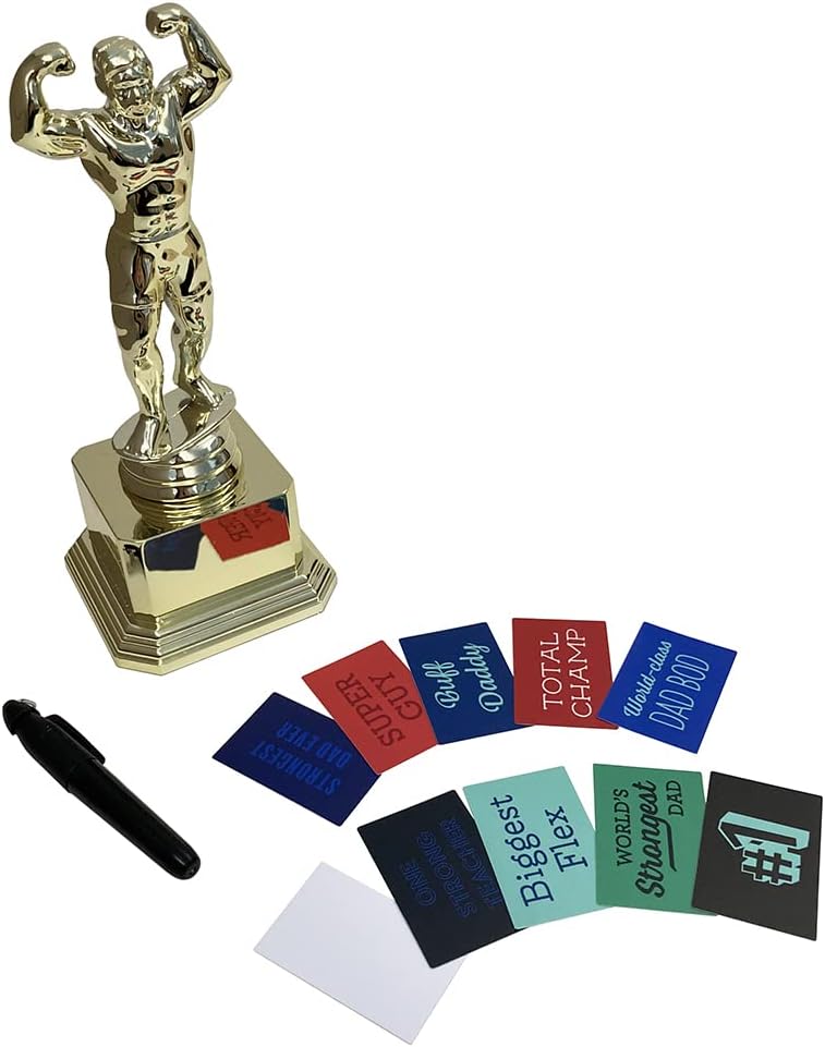 Customizable Dad BOD Trophy - Novelty Funny Humor Gift for Dad, Husband, Boyfriend on Birthday or Fathers Day - 8" H x 3.25" W, Award, Celebrations, Party, Reusable
