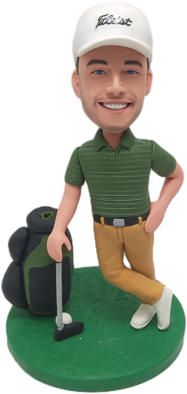 Custom bobblehead, Casual Golf Handmade 𝐏𝐞𝐫𝐬𝐨𝐧𝐚𝐥𝐢𝐳𝐞𝐝 Sculpture Gift, Suitable for Men, Boyfriends, Husbands, Grandchildren, sons, Office Colleagues or Bosses
