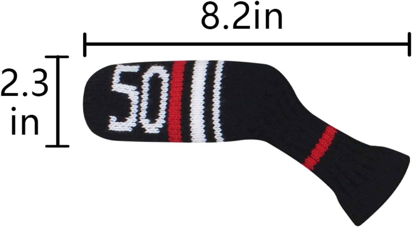 Scott Edward 1/7/10 Pcs Knitted Golf Club Head Covers for Irons Wedge Cuteness and Basically Socks Shape Washable Golf Club Head Protector on Red/Blue Warning Style