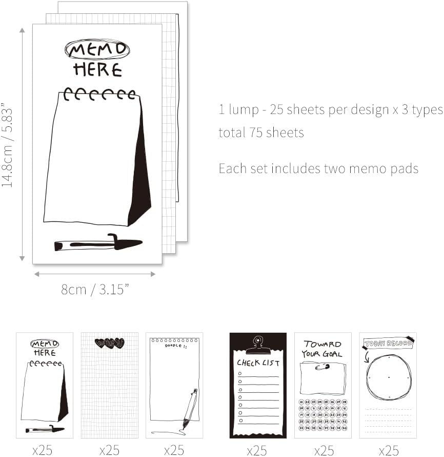 Monolike Triple Memopad Little Doodle 2P Set
