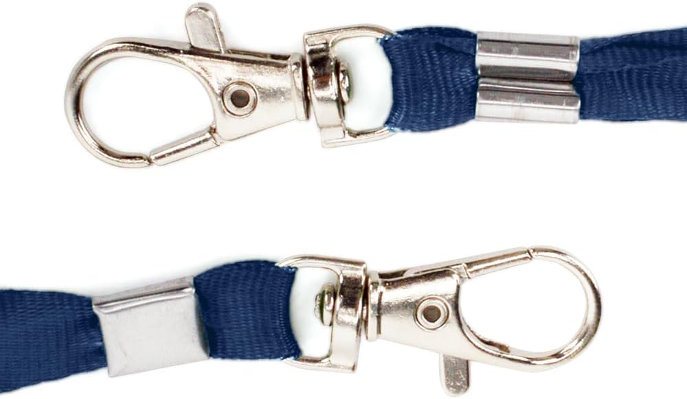 Lanyards 10 Pcs Bulk Lanyard for Id Badges Flat Black Lanyard with Badge Clip Swivel Hook (10, Navy Blue)