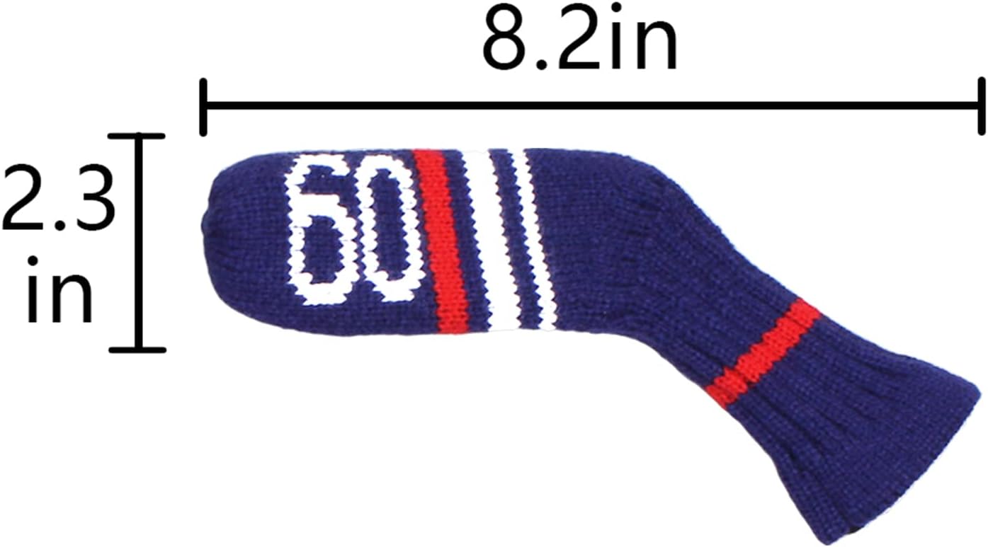 Scott Edward 1/7/10 Pcs Knitted Golf Club Head Covers for Irons Wedge Cuteness and Basically Socks Shape Washable Golf Club Head Protector on Red/Blue Warning Style