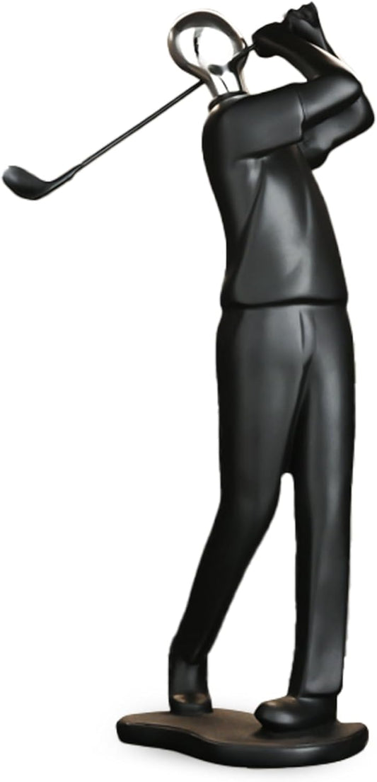4×3×12" Modern Golf Figurine Statue – Elegant Polyresin Golfer Sculpture for Home Decor – Black Geometric Luxury Art for Living Room, Wine Cabinet, Office – Minimalist Modern Decorative Gift