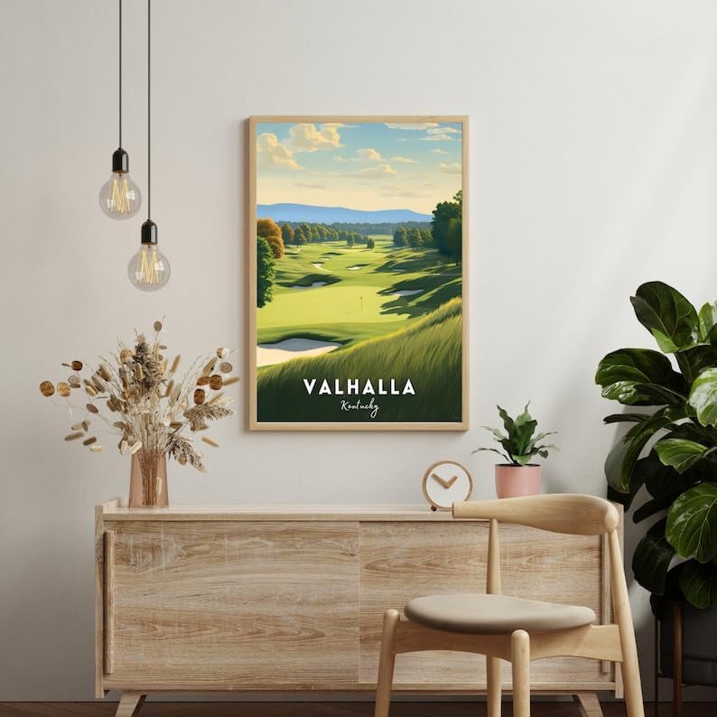 Nationcog Valhalla Golf Poster, Vintage Kentucky Travel Wall Art Print, Retro Golf Course Artwork, Classic Sports Decor Gift for Men or Office (Unframed) (27x40)